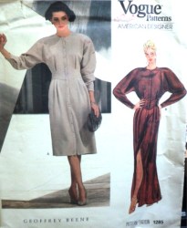 1285  VOGUE G BEENE DOLMAN INSET WAIST BUTTON DRESS LENGTHS PATTERN 8,10 or 12  CHOICE